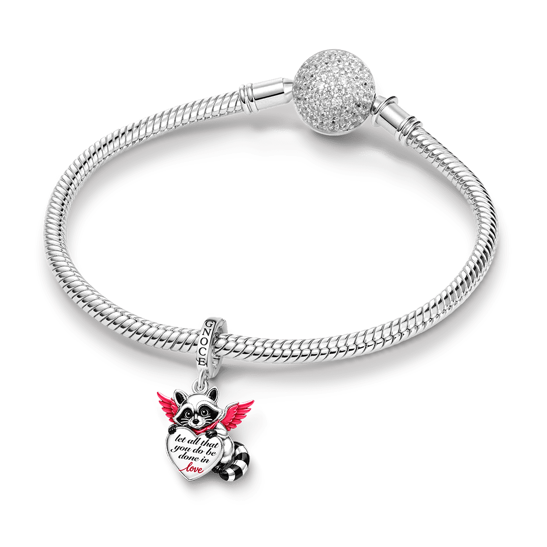 Gnoce Religious Series Winged Raccoon Clasp Dangle Charm Platinum-plated Silver Blend_3