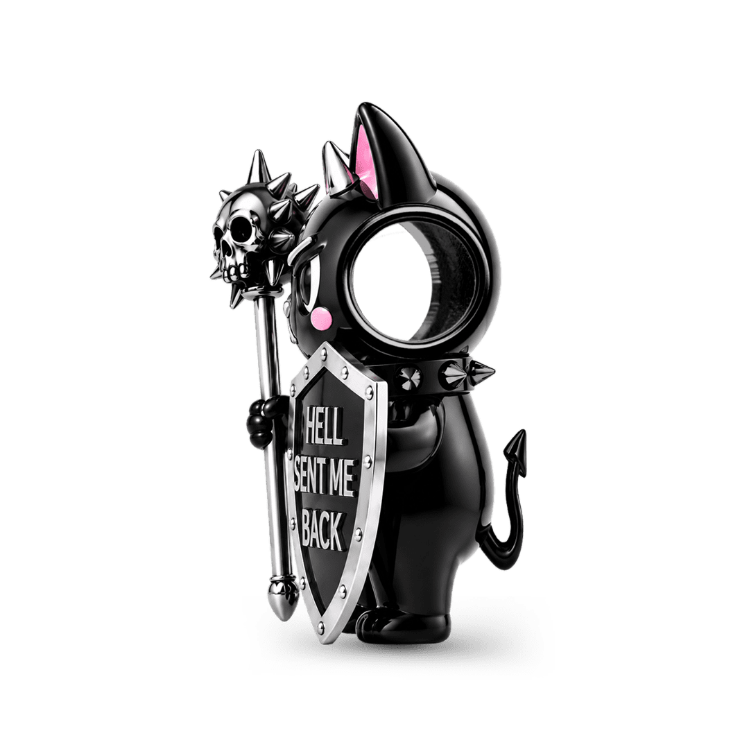 Gnoce Halloween Punk Dark Humor Series Hell Black Cat Bead Black Gold-plated Silver Blend_5