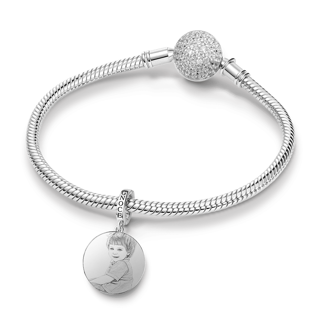 Gnoce Parent-child Laser Photo Personalized Bead Platinum-plated Silver Blend_3