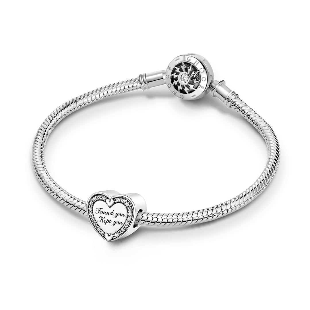 Gnoce Couple Photo Custom Heart Bead Platinum-plated Silver Blend_3