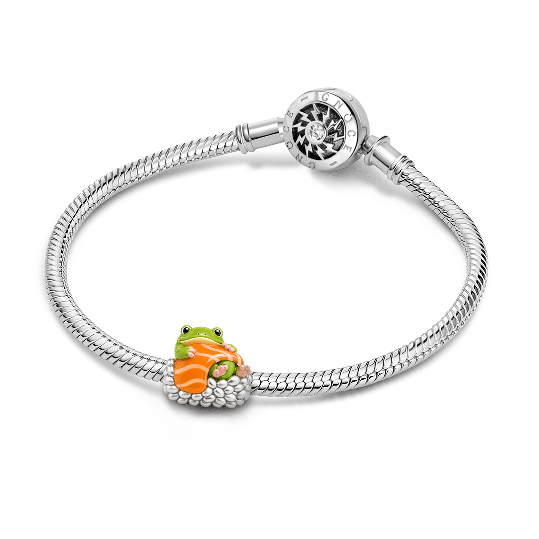 Gnoce Japanese Style Frog Sushi Bead Platinum-plated Silver Blend_3