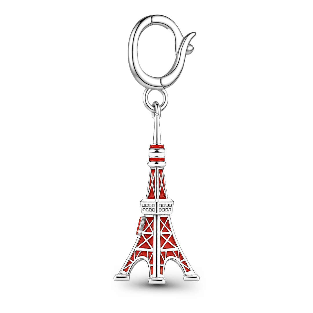 Gnoce Japanese Style Tokyo Tower Clasp Dangle Charm Platinum-plated Silver Blend_5