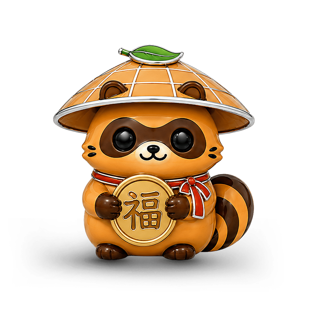 Gnoce Japanese Style Tanuki Bead Platinum-plated Silver Blend_1