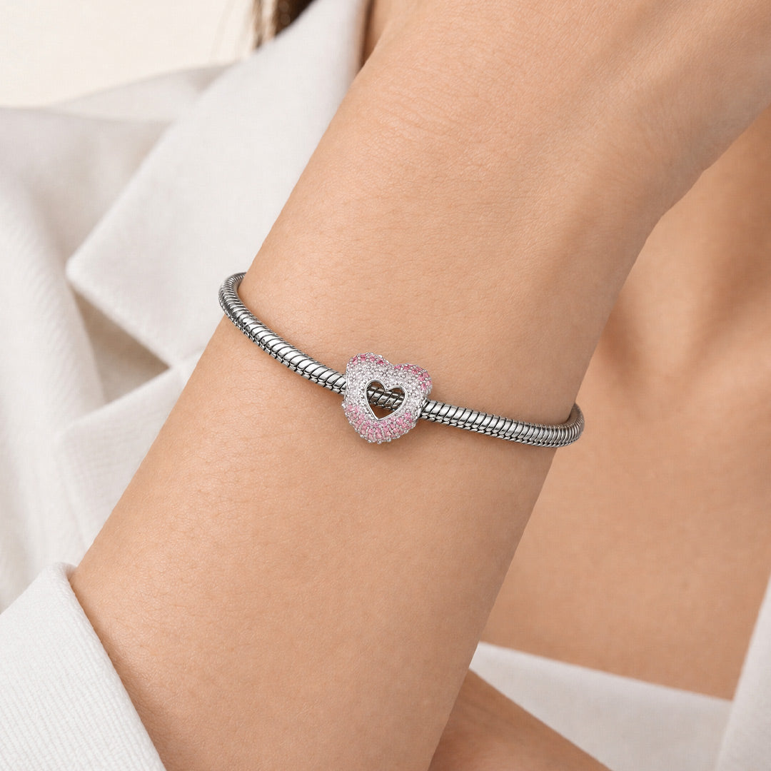 Gnoce Pink Christmas Series Heart Bead Platinum-plated Silver Blend_2