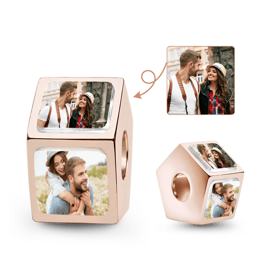 Gnoce Multi-sided Photo Custom Charm Bead Rose Gold-plated Silver Blend_1