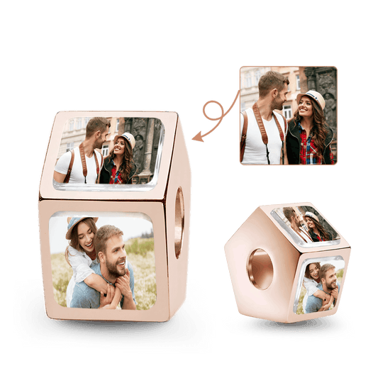 Gnoce Multi-sided Photo Custom Charm Bead Rose Gold-plated Silver Blend_1