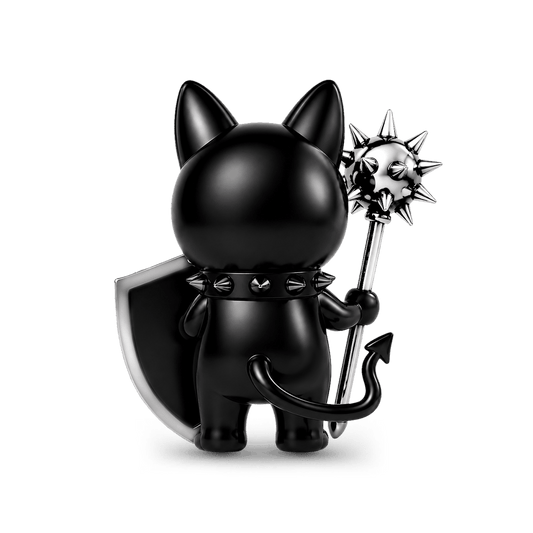 Gnoce Halloween Punk Dark Humor Series Hell Black Cat Bead Black Gold-plated Silver Blend_6