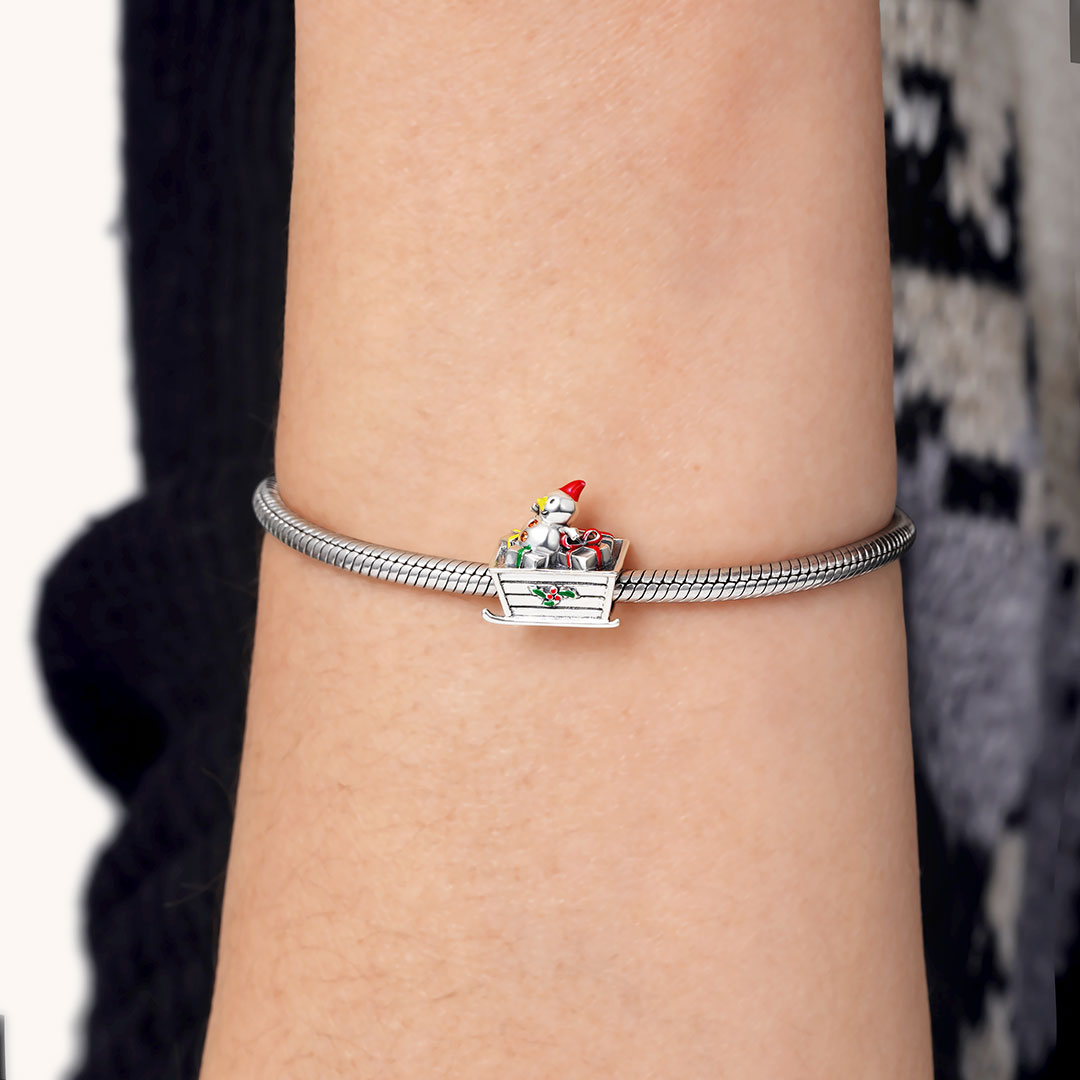 Snowman with Gifts on the Sleigh Charm Bead 925 Sterling Silver_2