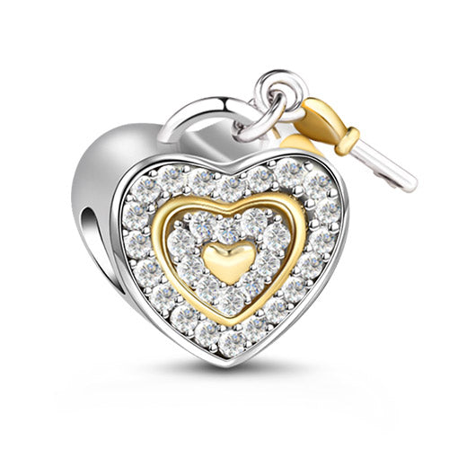 Gnoce Never Separate Lock And Key Charm Platinum-plated Silver Blend_1