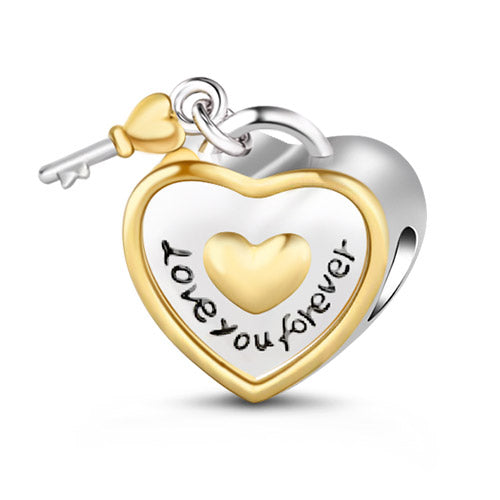 Gnoce Never Separate Lock And Key Charm Platinum-plated Silver Blend_2