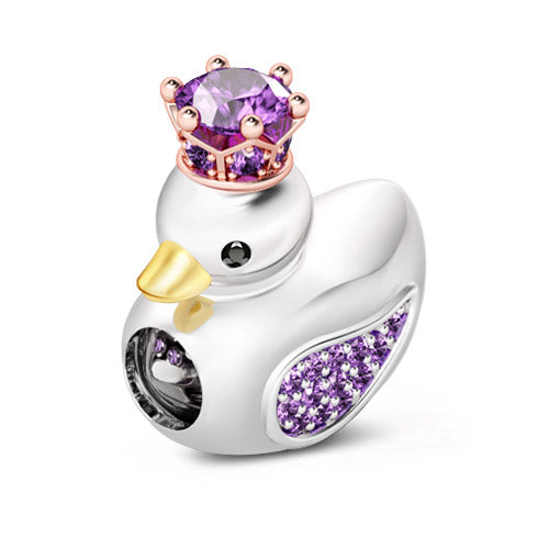 Gnoce Elegant Amethyst Stones Duck Charm Platinum-plated Silver Blend_2
