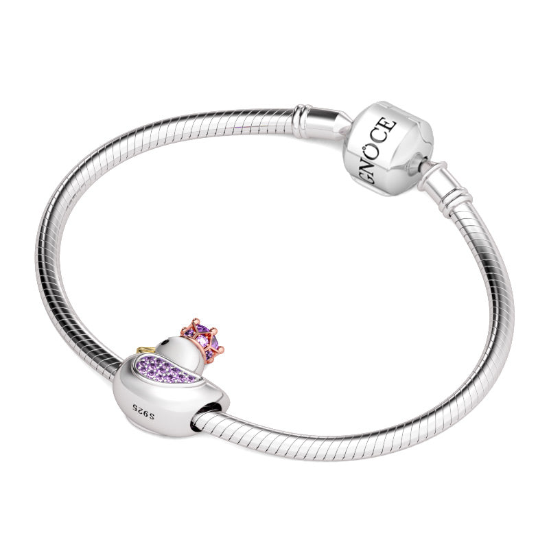Gnoce Elegant Amethyst Stones Duck Charm Platinum-plated Silver Blend_3