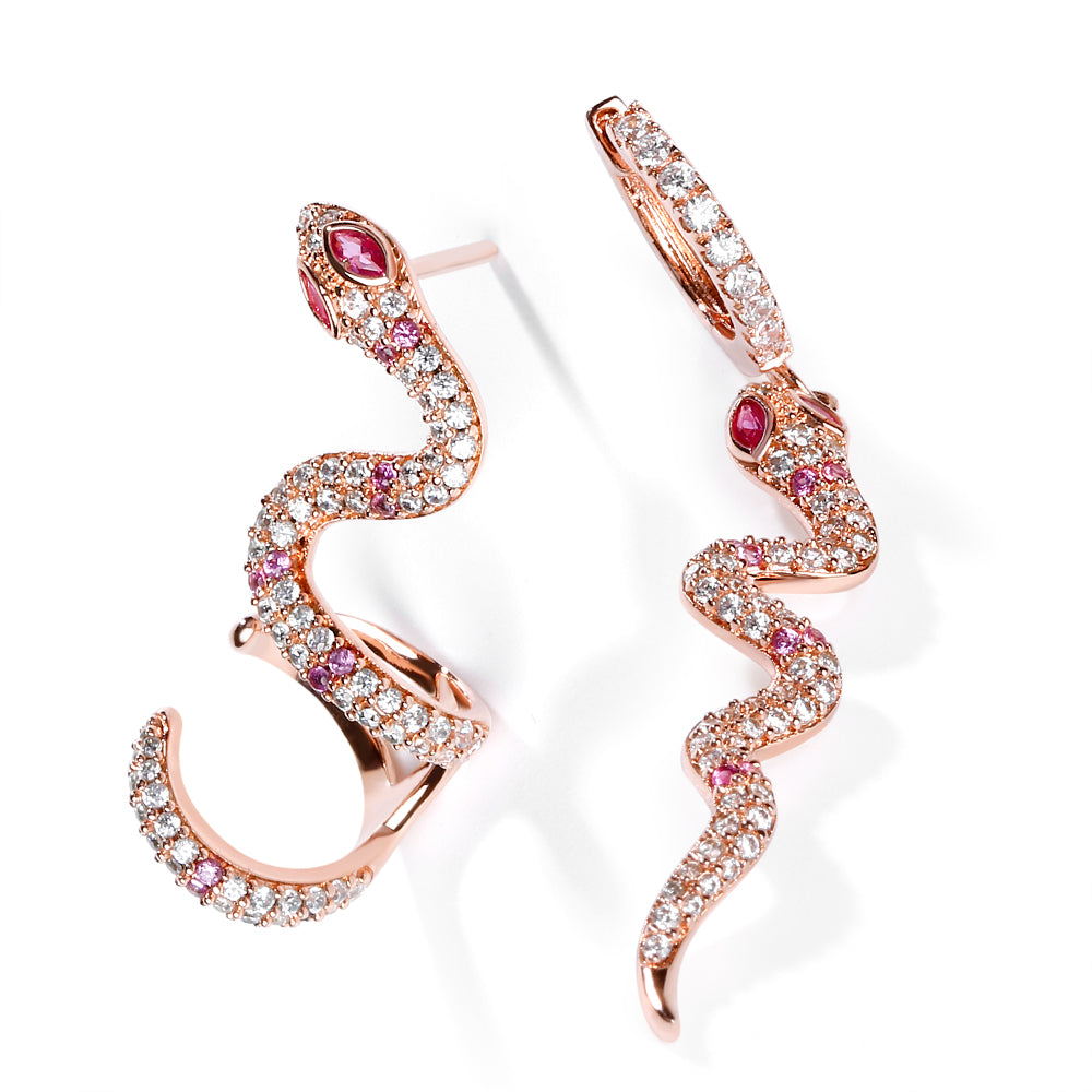 Gnoce Pink Snake Earrings_2