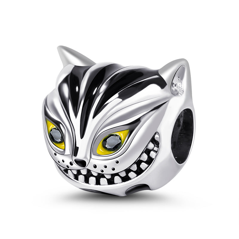 Gnoce "We`re All Mad Here" Cheshire Cat Charm Sterling Silver For Fairy Tale Lovers_2