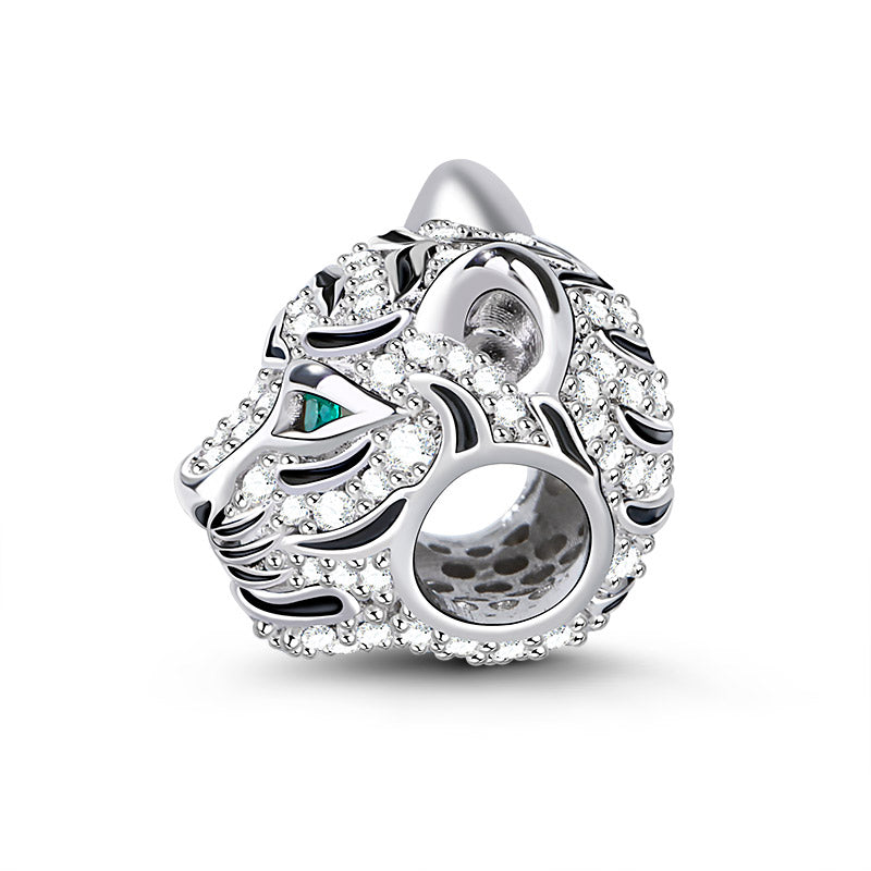 Gnoce "Strong As A Tiger" Royal Tiger WIth Czs 925 Sterling Silver Animal Bead Charm_2