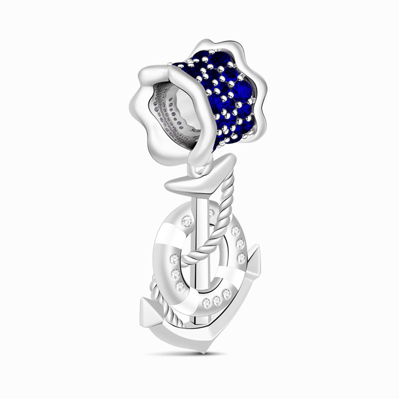 Gnoce Anchor Paved Dark Sapphire Marine Charm Platinum-plated Silver Blend_2