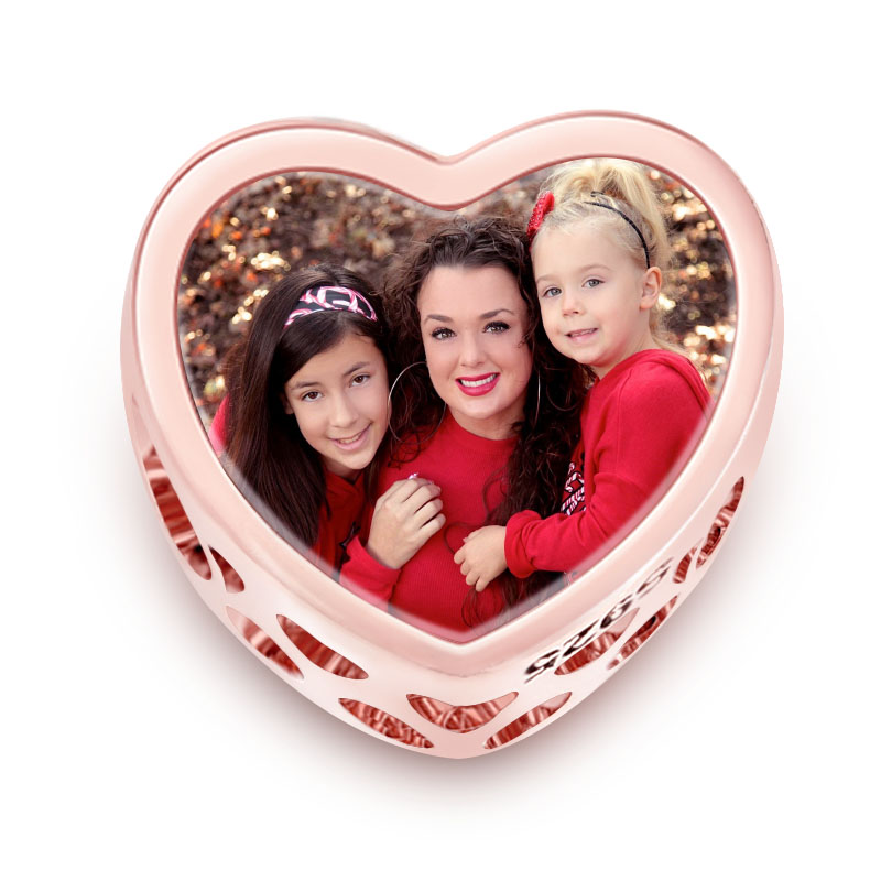 GNOCE " I Want You to Know My Love" Heart Custom Engravable Photo Charm 18k Rose Gold Plating 925 Sterling Silver Charm Gift for Her_2
