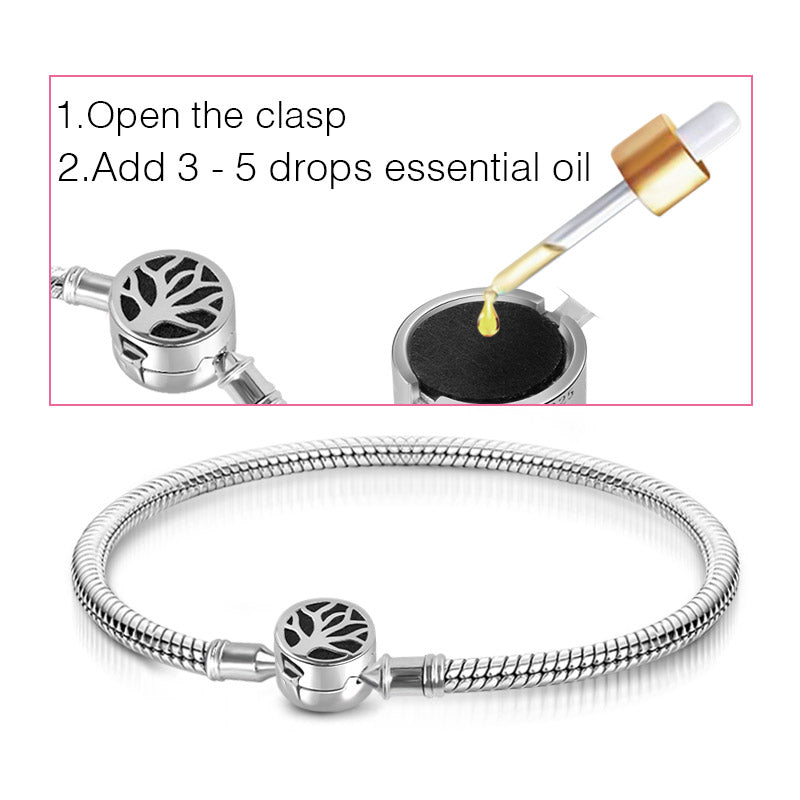 Gnoce "My Family, My Life" Essential Oil Diffuser Bracelet Aromatherapy S925 Sterling Silver Jewelry Fit for charms_4