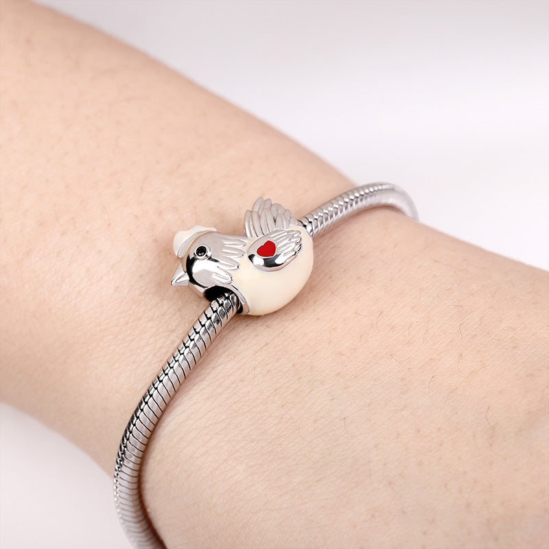 Gnoce "Diligent and Hard Working" 925 Sterling Silver Chicken Charm Bead_3
