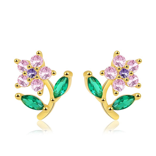 Gnoce Wildflower Gold Plated Stud Earrings_1