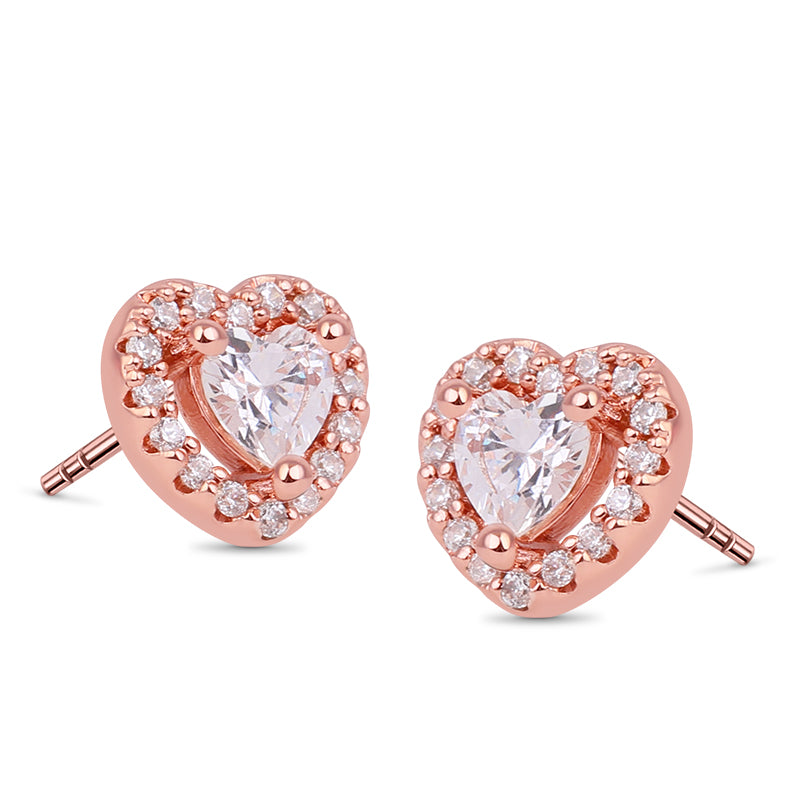 Gnoce Heart Shape Shiny Crystal Stud Earrings_2