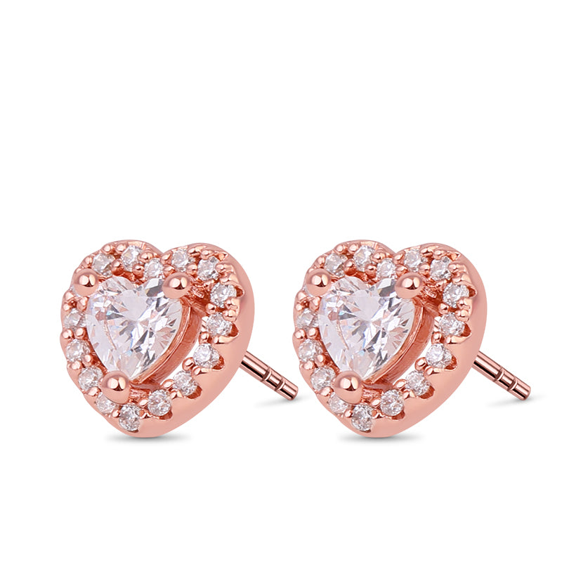 Gnoce Heart Shape Shiny Crystal Stud Earrings_1