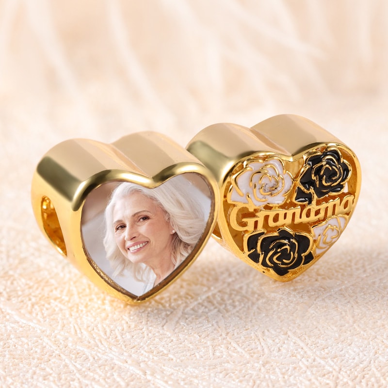 Gnoce Black White Flower Grandma Charm_2