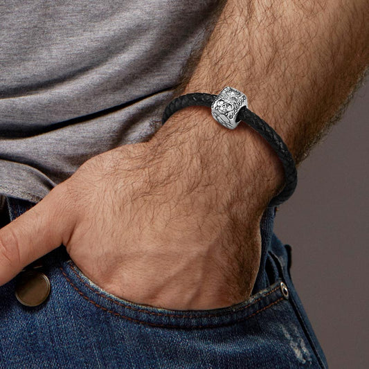 Wolf and Skull Square Charm Sterling Silver Jewelry for Men_3
