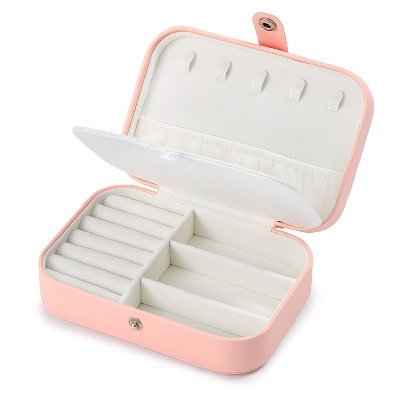 Portable Double-layer Jewelry Storage Box Earrings Rings Necklace Charm Display Box_3