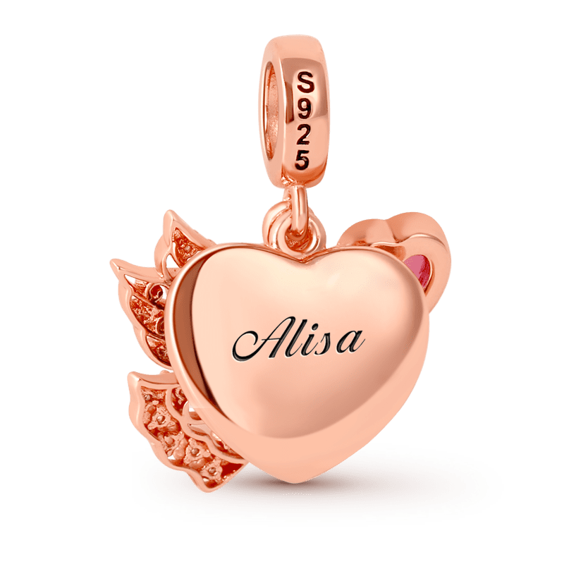 Angel Engravable Photo Dangle Charm 18k Rose Gold Plated Hollow Design Pendant_2