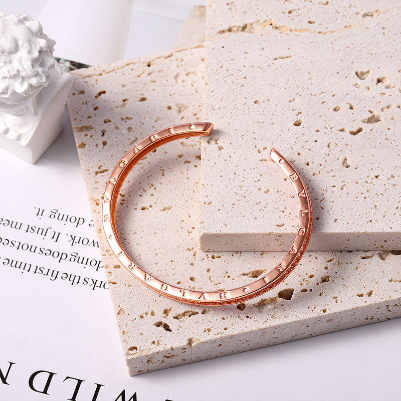 Arc Open Bracelet Sterling Silver inlaid with Round Cut White Stones_5