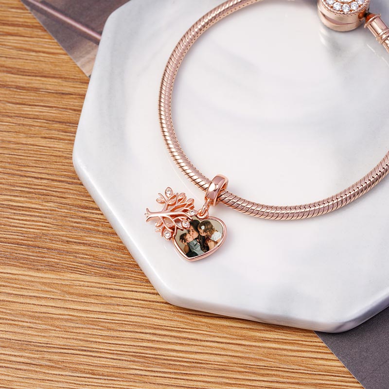 Family Tree Personalized Photo Engravable Charm Pendant 925 Sterling Silver 18K Rose Gold Plated Mother's Day Gift_2