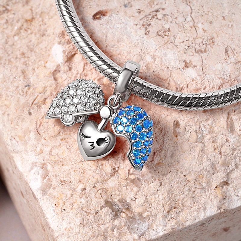 Heart Locket Pendant Dangle Charm Sterling Silver with "Love" Print_4