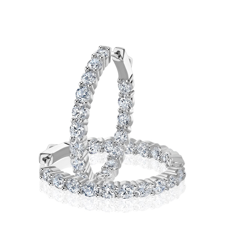 Classic Round Cut Diamond Hoop With Sterling Silver_2