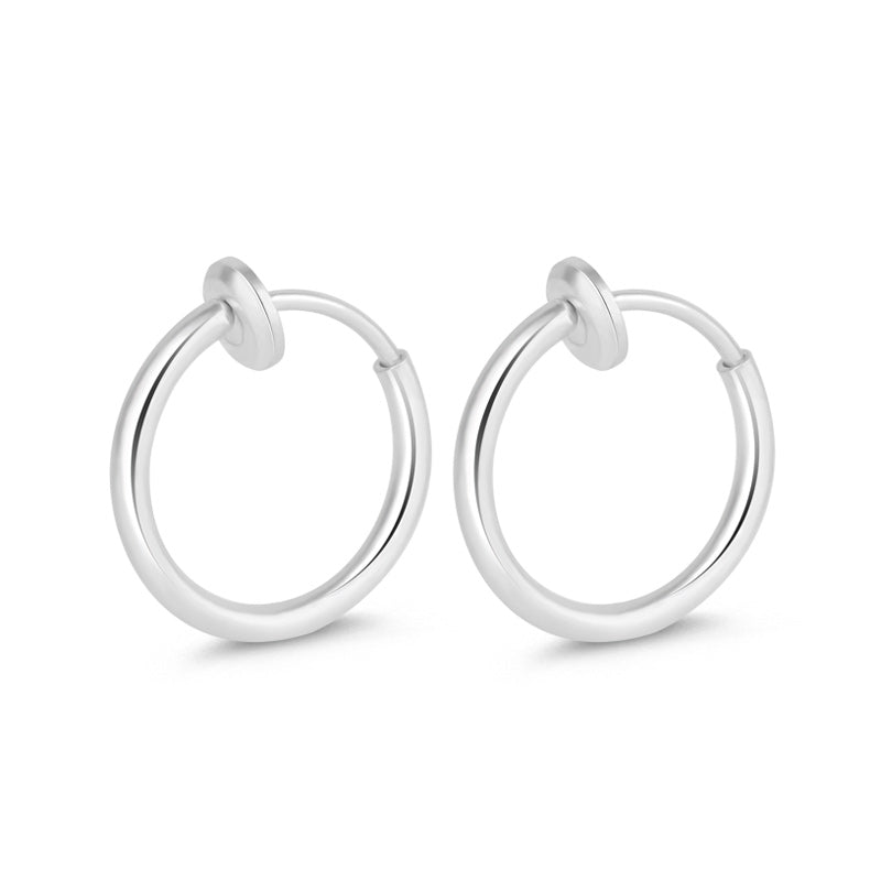 Non-Piercing Spring Clip Earrings Hoop 925 Sterling Silver_1