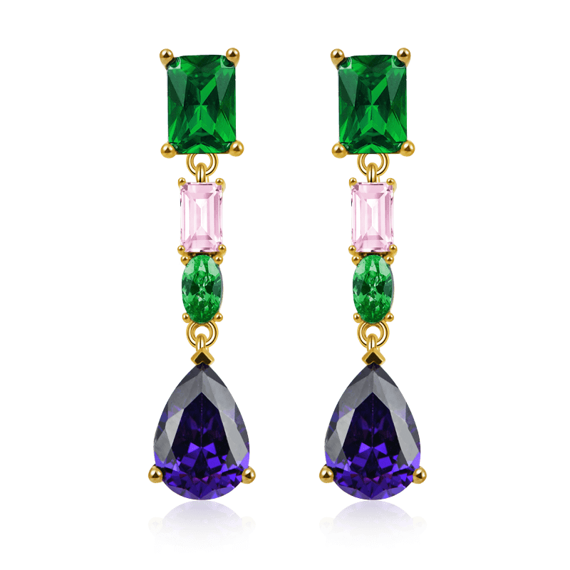 Nature Dark Blue Dangle Earrings with Gold Plated Sterling Silver_1